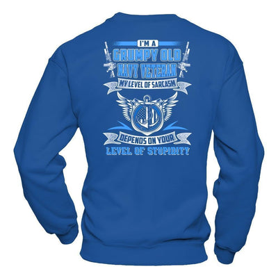 I'm A Grumpy Old Navy Veteran My Level Of Sarcasm-T-Shirt & Hoodie-Crewneck Sweatshirt-Royal