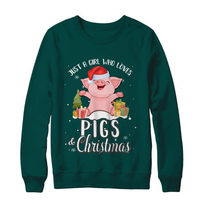 Just A Girl Who Loves Pigs And Christmas-T-Shirt & Sweatshirt-Crewneck Sweatshirt-Deep Forest