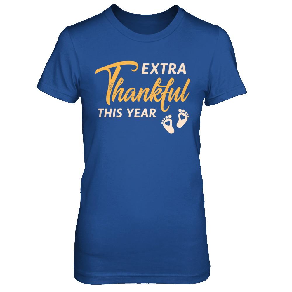 Extra Thankful This Year Pregnant Thanksgiving-T-Shirt & Sweatshirt-Women's T-Shirt-Royal