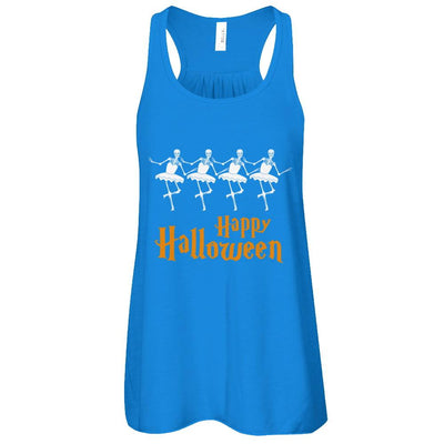 Ballet Skeleton Happy Halloween-T-Shirt & Tank Top-Women's Flowy Racerback Tank-True Royal