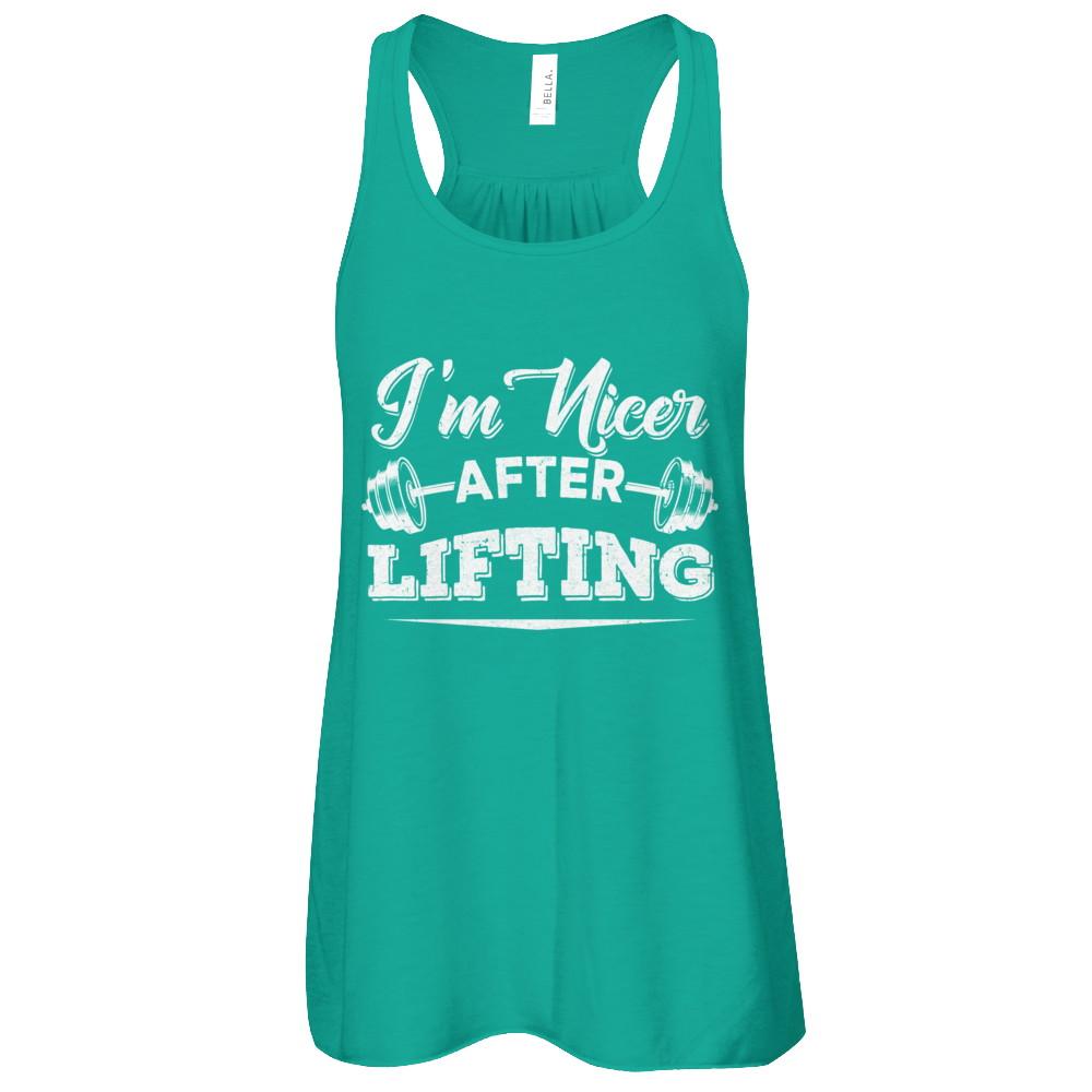 I'm Nicer After Lifting-T-Shirt & Tank Top-Women's Flowy Racerback Tank-Kelly
