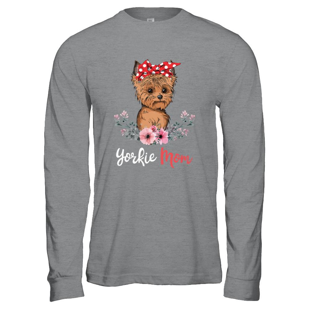 Yorkie Mom Gift For Women Dog Lover-T-Shirt & Hoodie-Long Sleeve T-Shirt-Sport Grey