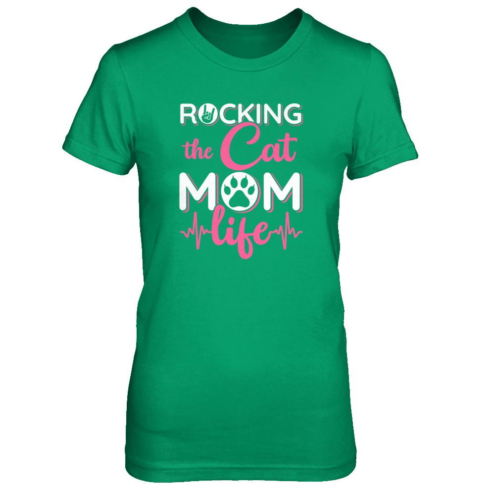 Rocking The Cat Mom Life-T-Shirt & Tank Top-Women's T-Shirt-Irish Green