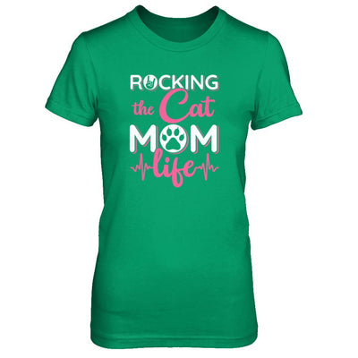 Rocking The Cat Mom Life-T-Shirt & Tank Top-Women's T-Shirt-Irish Green