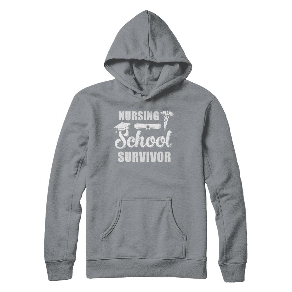 Nurse Graduate Gifts Nursing School Survivor Gradution-T-Shirt & Hoodie-Pullover Hoodie-Light Steel
