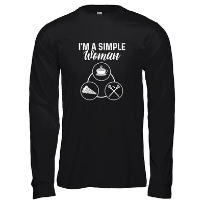 I'm A Simple Woman Coffee Pizza Lacrosse-T-Shirt & Tank Top-Long Sleeve T-Shirt-Black