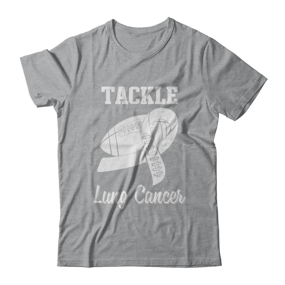 Football Survivor Tackle Clear Lung Cancer Awareness-T-Shirt & Hoodie-Classic T-Shirt-Sport Grey
