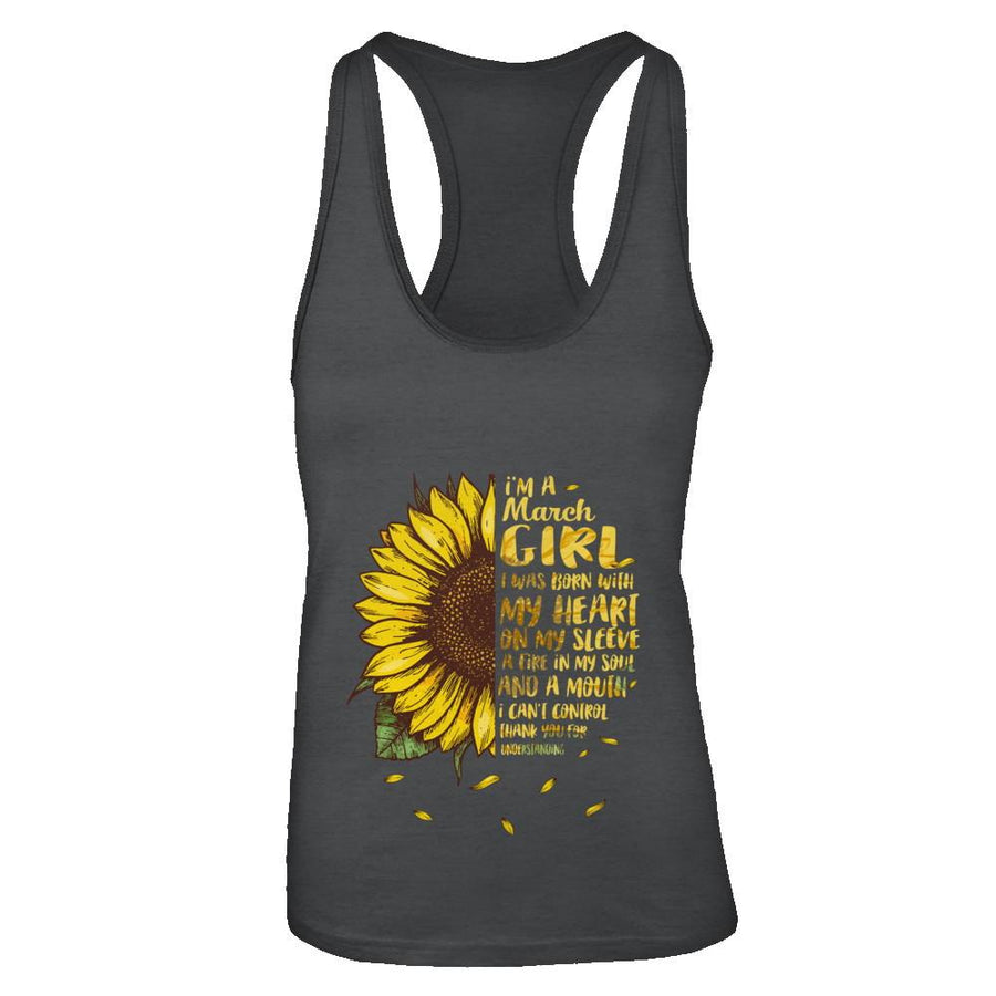 I Am A March Girl Birthday Gifts Sunflower-T-Shirt & Tank Top-Women's Ideal Racerback Tank-Black