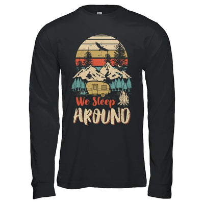 Vintage We Sleep Around Funny Husband Wife Camping-T-Shirt & Hoodie-Long Sleeve T-Shirt-Black