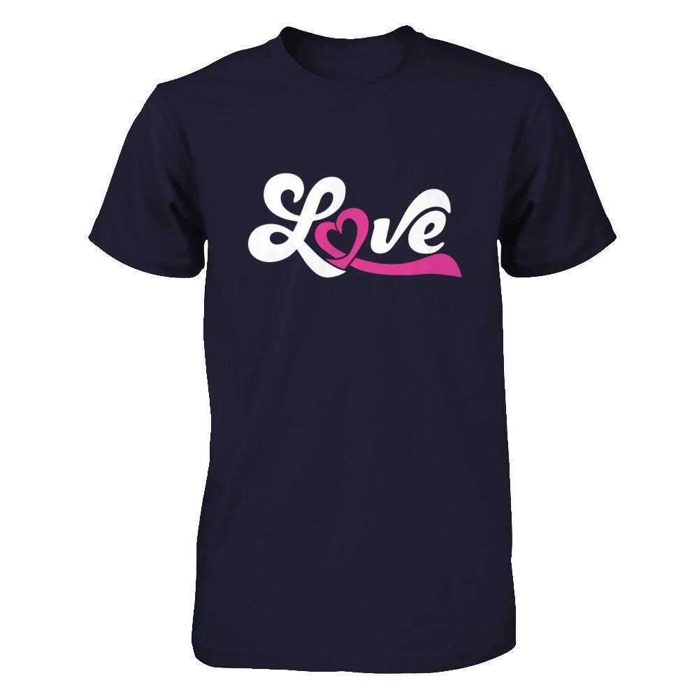 Love Pink Awareness Ribbon-T-Shirt & Hoodie-Premium T-Shirt-Midnight Navy