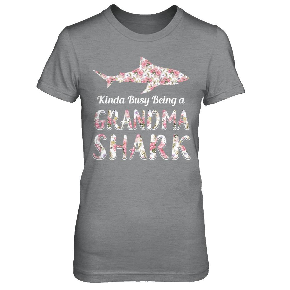 Grandma Shark Kinda Busy Being A Grandmashark-T-Shirt & Hoodie-Women's T-Shirt-Sport Grey