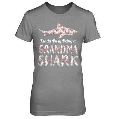 Grandma Shark Kinda Busy Being A Grandmashark-T-Shirt & Hoodie-Women's T-Shirt-Sport Grey