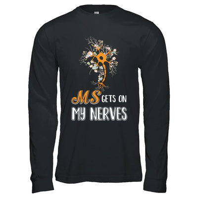 MS Gets On My Nerves Multiple Sclerosis Awareness-T-Shirt & Hoodie-Long Sleeve T-Shirt-Black
