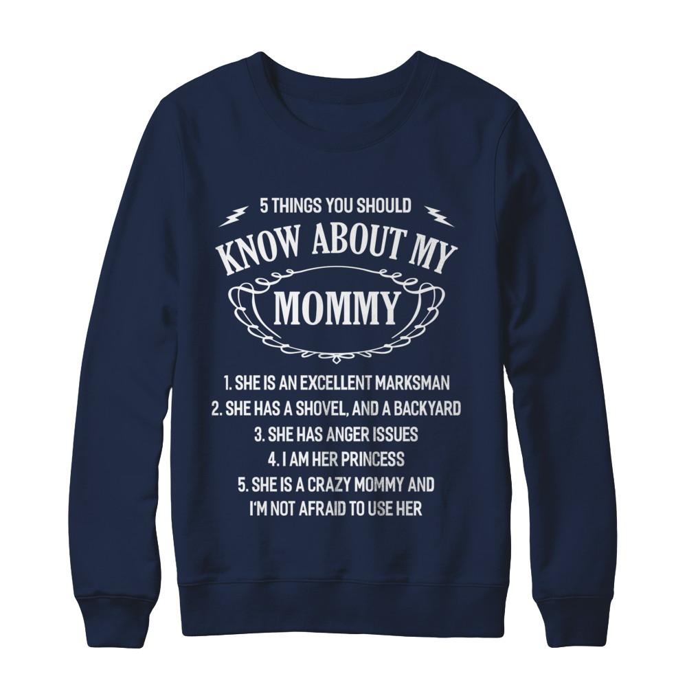 5 Things You Should Know About My Mommy Daughter-T-Shirt & Sweatshirt-Crewneck Sweatshirt-Navy