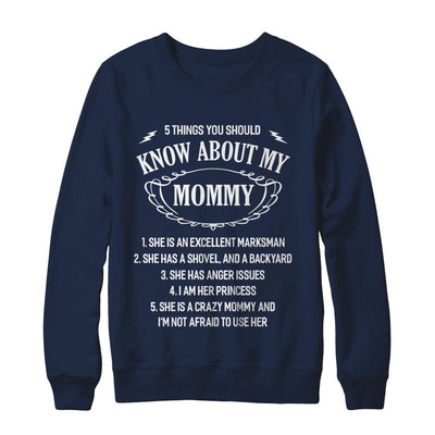5 Things You Should Know About My Mommy Daughter-T-Shirt & Sweatshirt-Crewneck Sweatshirt-Navy