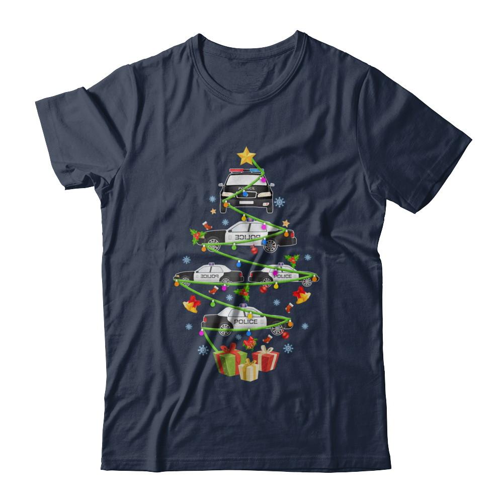 Police Officer Car Christmas Tree Ornament Decor Gift-T-Shirt & Sweatshirt-Classic T-Shirt-Navy