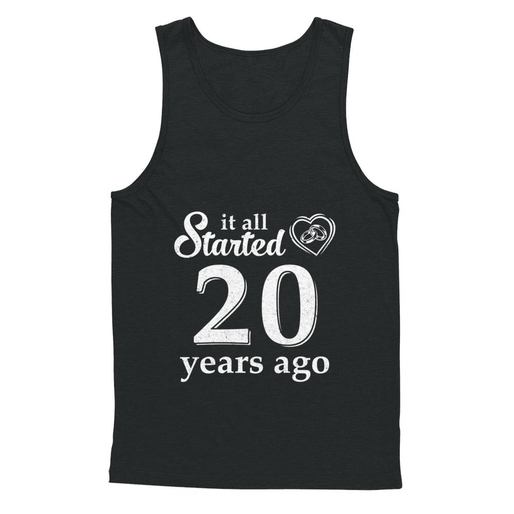 20Th Wedding Anniversary Married Couples 2001 Husband Wife-T-Shirt & Hoodie-Unisex Tank-Black