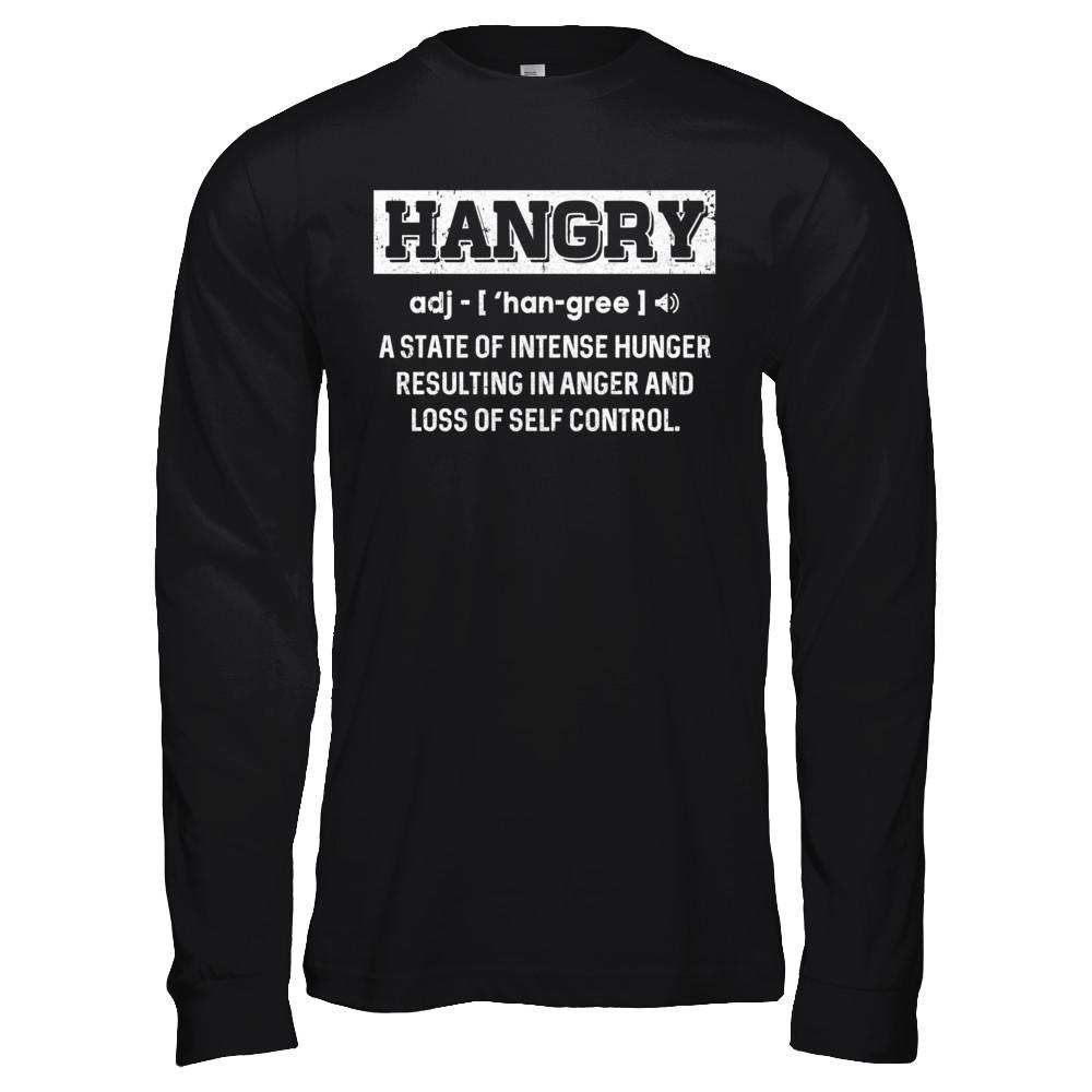 Funny Hangry Buy Me Food-T-Shirt & Hoodie-Long Sleeve T-Shirt-Black