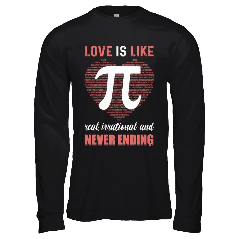 Love Is Like Pi Never Ending Math Happy Pi Day Couple-T-Shirt & Hoodie-Long Sleeve T-Shirt-Black