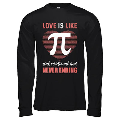 Love Is Like Pi Never Ending Math Happy Pi Day Couple-T-Shirt & Hoodie-Long Sleeve T-Shirt-Black