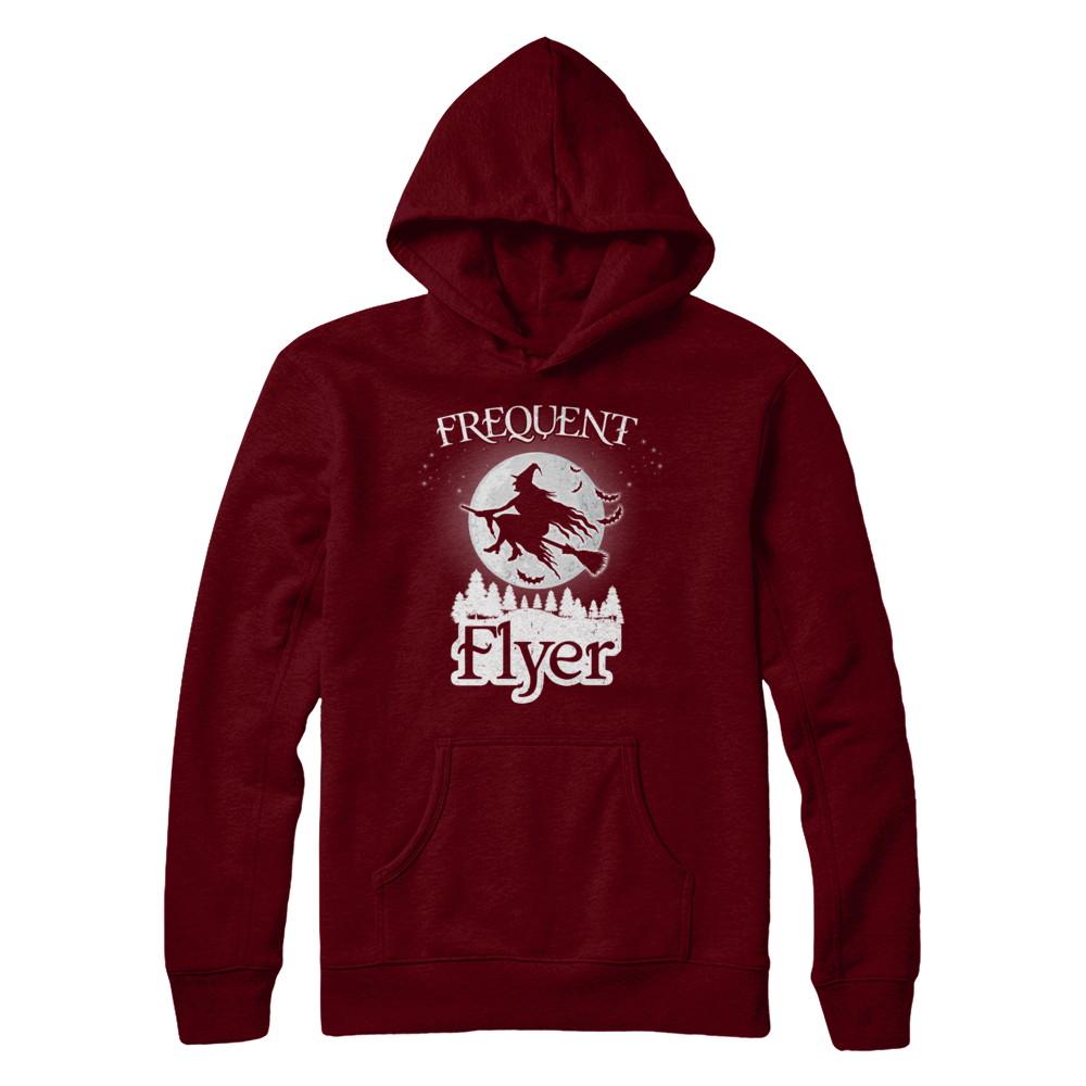 Frequent Flyer Funny Halloween Witch Costume Gift-T-Shirt & Hoodie-Pullover Hoodie-Maroon
