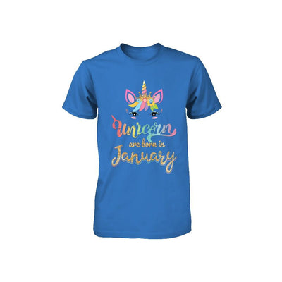 Cute Unicorns Are Born In January Birthday Gift Youth-Youth Shirt-