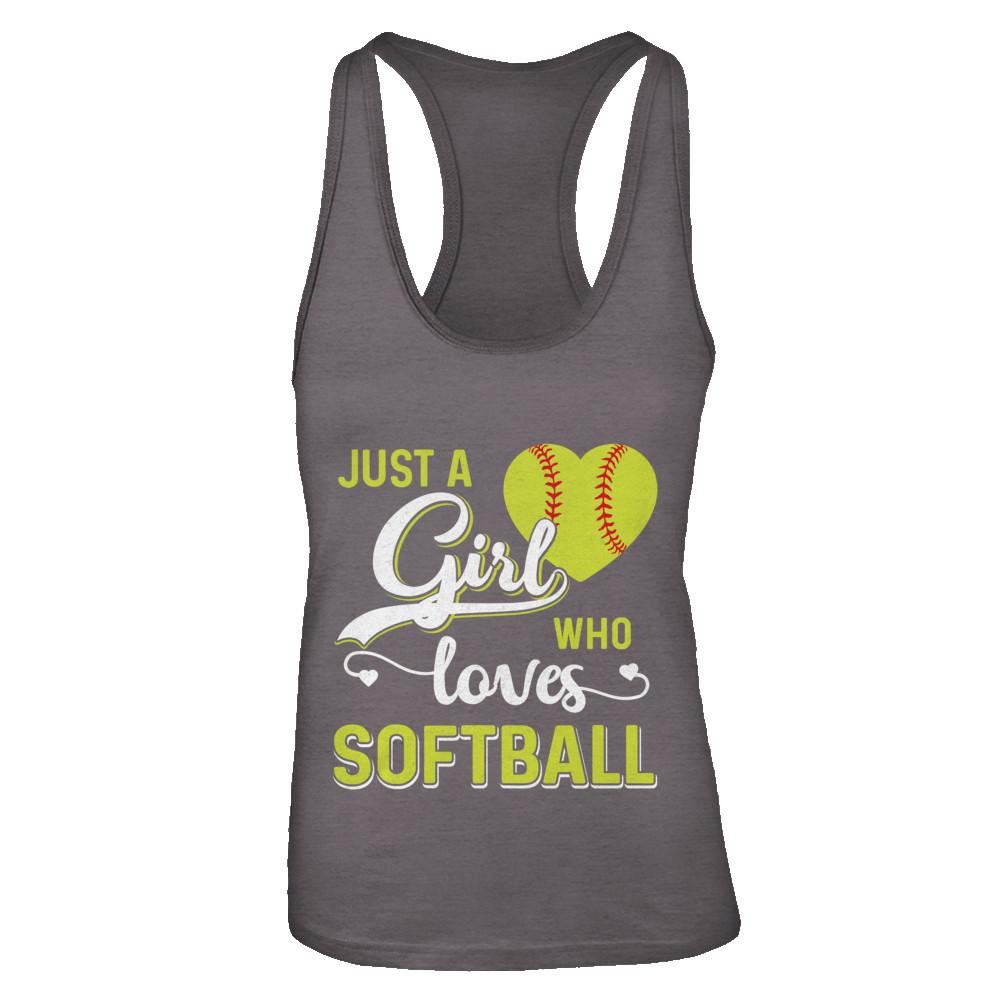 Just A Girl Who Loves Softball-T-Shirt & Tank Top-Women's Ideal Racerback Tank-Dark Grey