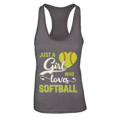 Just A Girl Who Loves Softball-T-Shirt & Tank Top-Women's Ideal Racerback Tank-Dark Grey