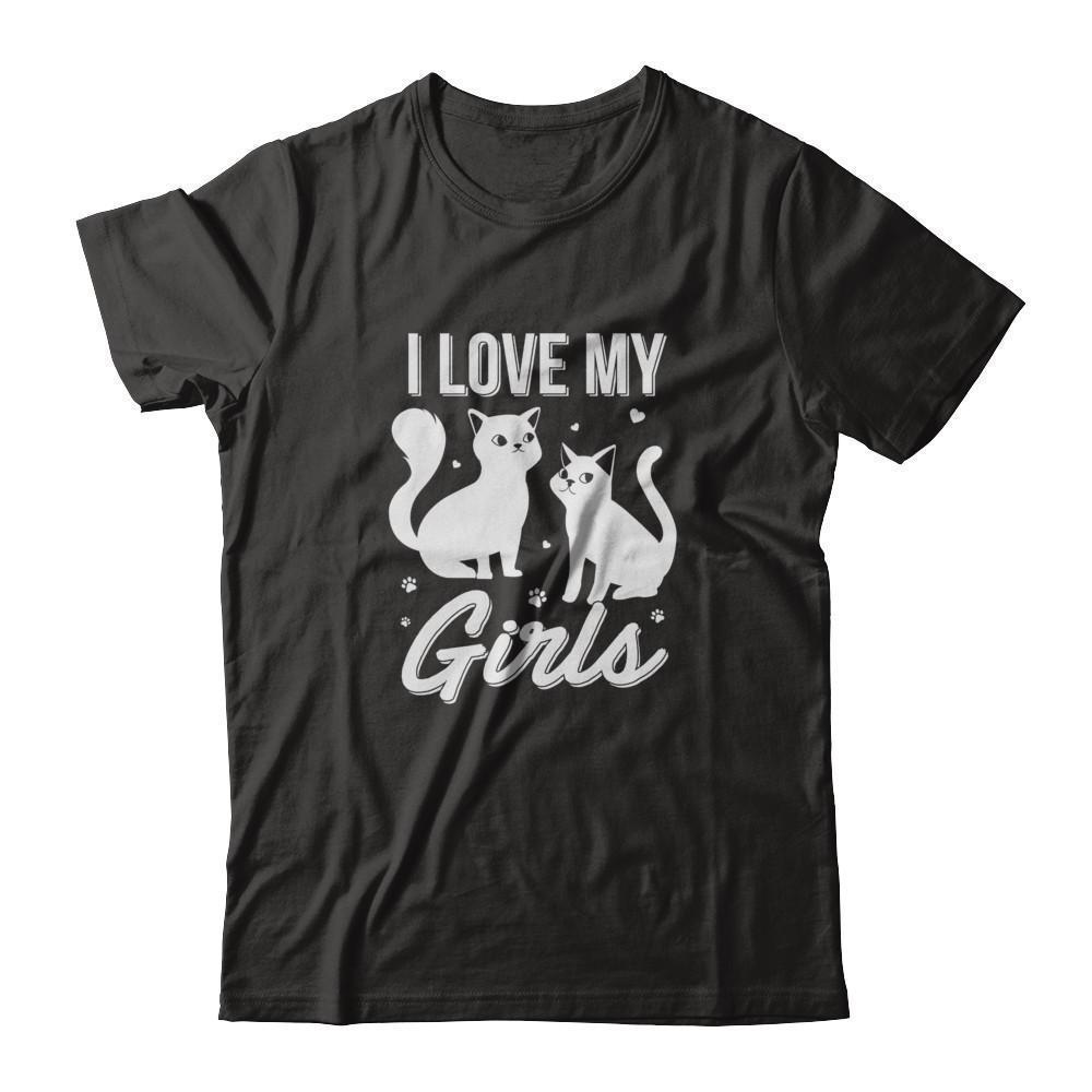 I Love My Girls Funny Cats Lover-T-Shirt & Tank Top-Premium T-Shirt-Black