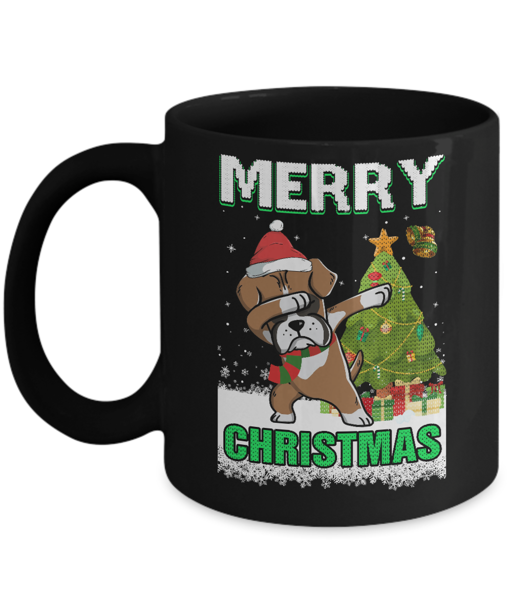 Cute Boxer Claus Merry Christmas Ugly Sweater Mug-Coffee Mug-11oz Mug-Black