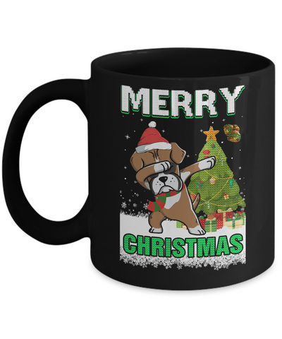 Cute Boxer Claus Merry Christmas Ugly Sweater Mug-Coffee Mug-11oz Mug-Black