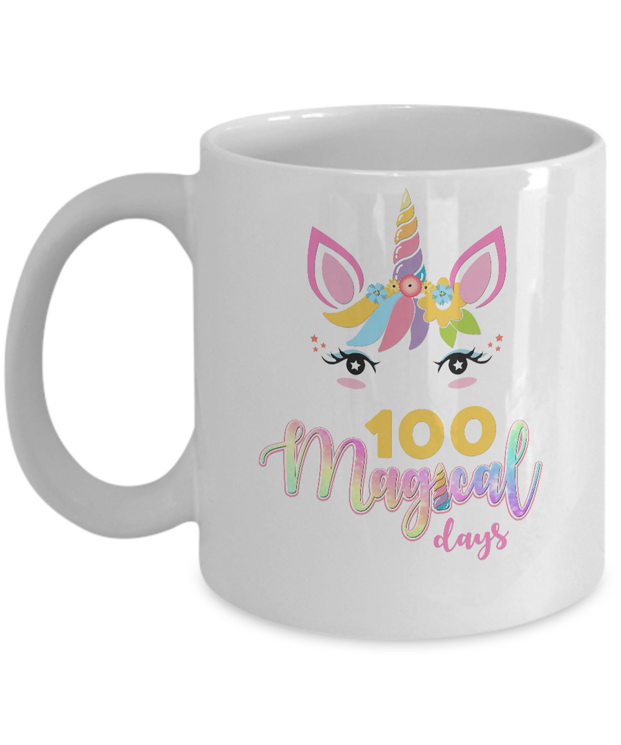 100 Magical Days Of School Unicorn Girl Gifts Mug-Coffee Mug-11oz Mug-White