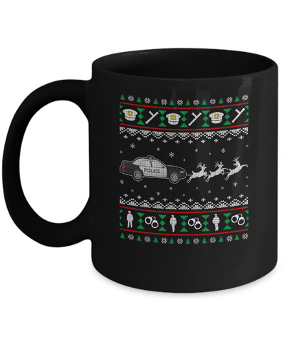 Merry Christmas Police Officer Ugly Sweater Gift Mug-Coffee Mug-11oz Mug-Black