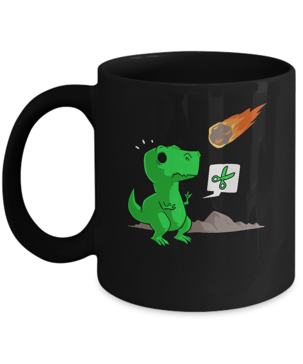 Rock Paper Scissors Funny Dinosaur Mug-Coffee Mug-11oz Mug-Black