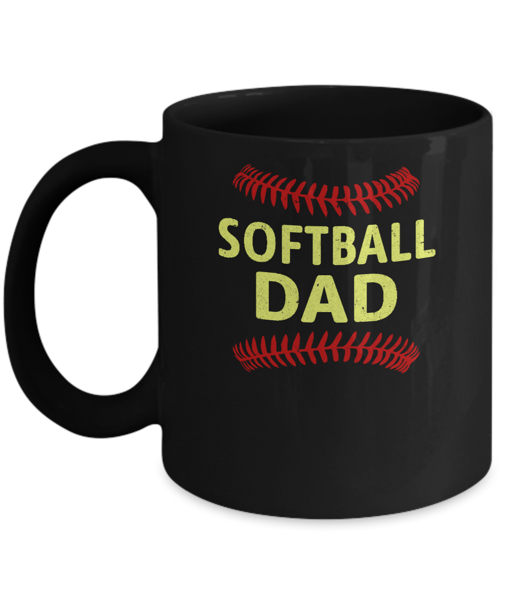 Softball Dad Mug-Coffee Mug-11oz Mug-Black