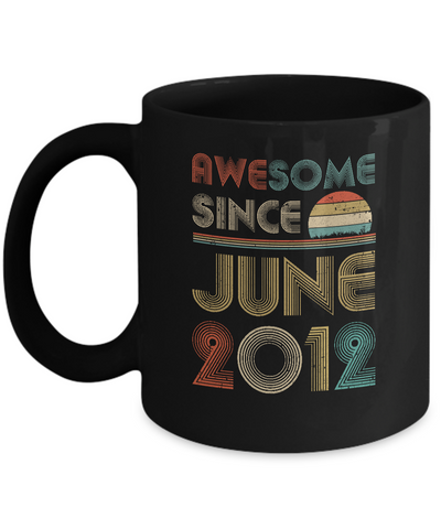 Awesome Since June 2012 Vintage 9th Birthday Gifts Youth Mug-Coffee Mug-11oz Mug-Black