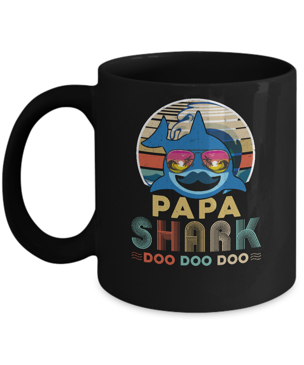 Retro Vintage Papa Shark Doo Doo Doo Mug-Coffee Mug-11oz Mug-Black