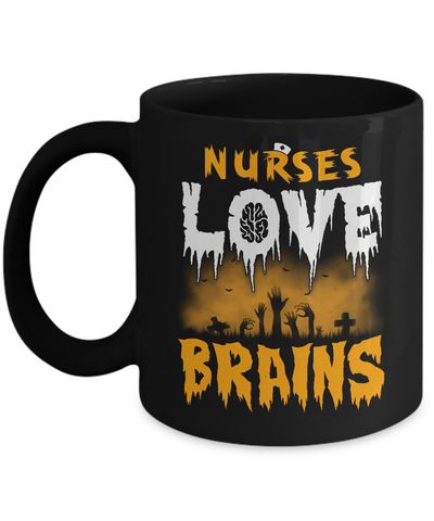 Nurses Love Brains Halloween Mug-Coffee Mug-11oz Mug-Black