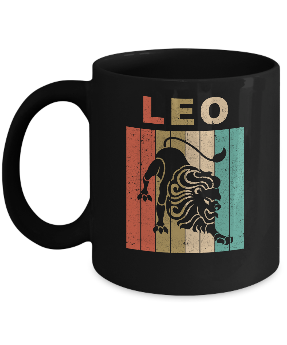 Vintage Leo Zodiac July August Birthday Gift Mug-Coffee Mug-11oz Mug-Black