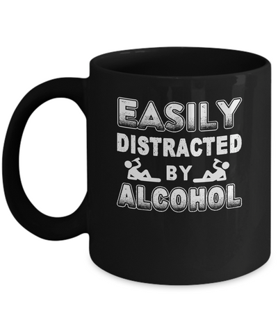 Easily Distracted By Alcohol Wine Beer Mug-Coffee Mug-11oz Mug-Black