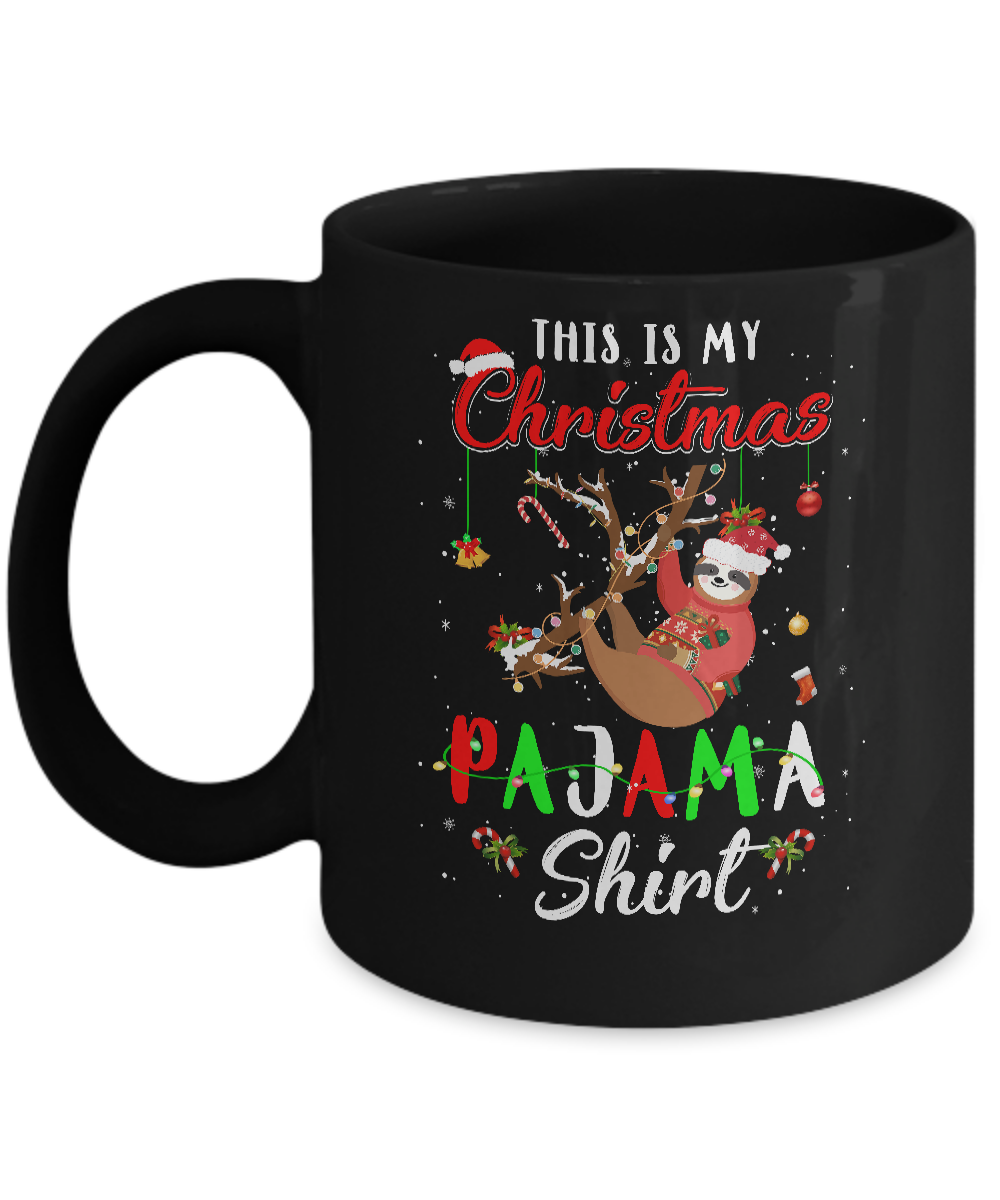 This Is My Christmas Pajama Sloth Christmas Gifts Mug-Coffee Mug-11oz Mug-Black