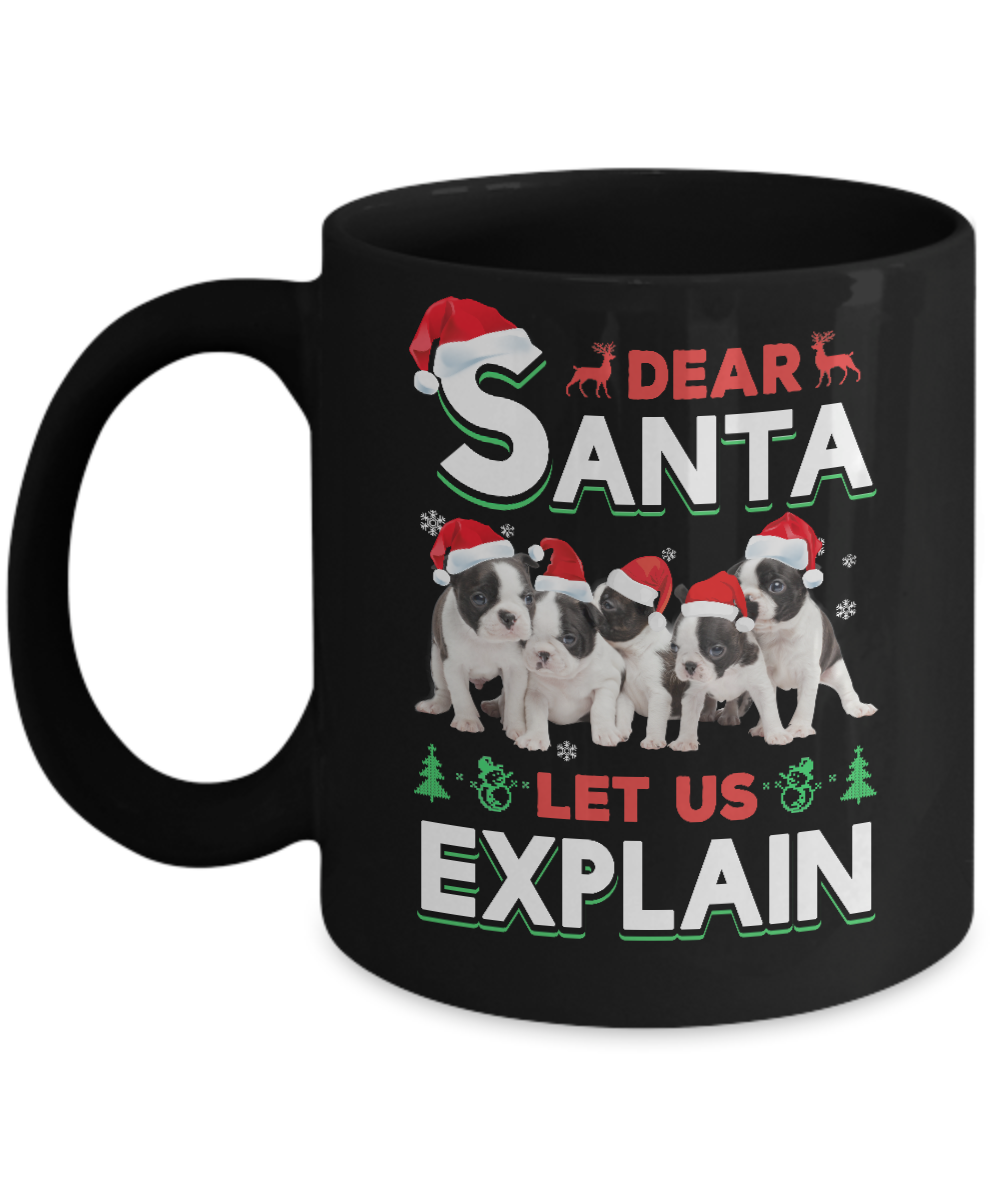 Dear Santa Funny Pit bull Puppies Christmas Gift Mug-Coffee Mug-11oz Mug-Black