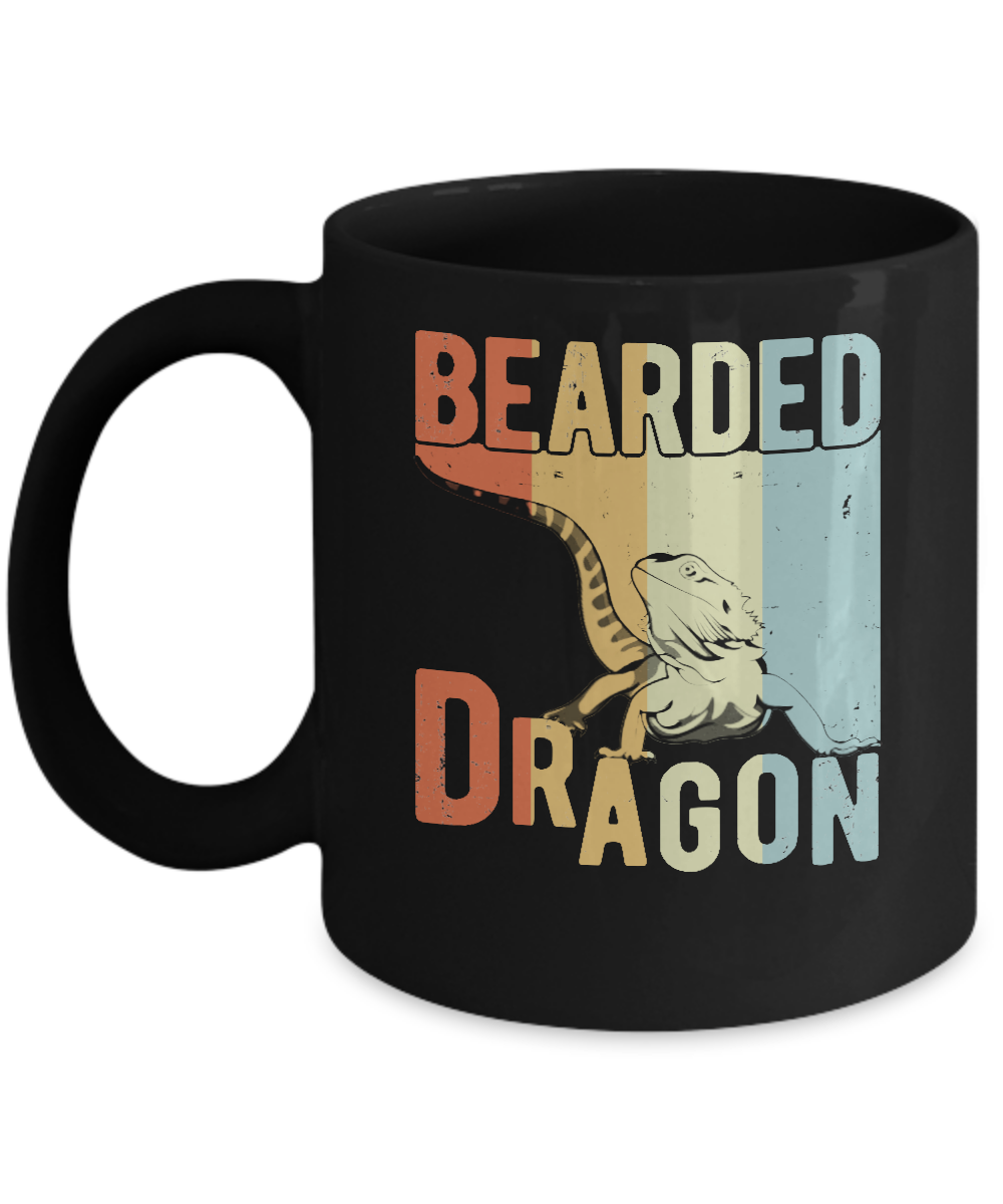 Vintage Retro Bearded Dragon Mug-Coffee Mug-11oz Mug-Black