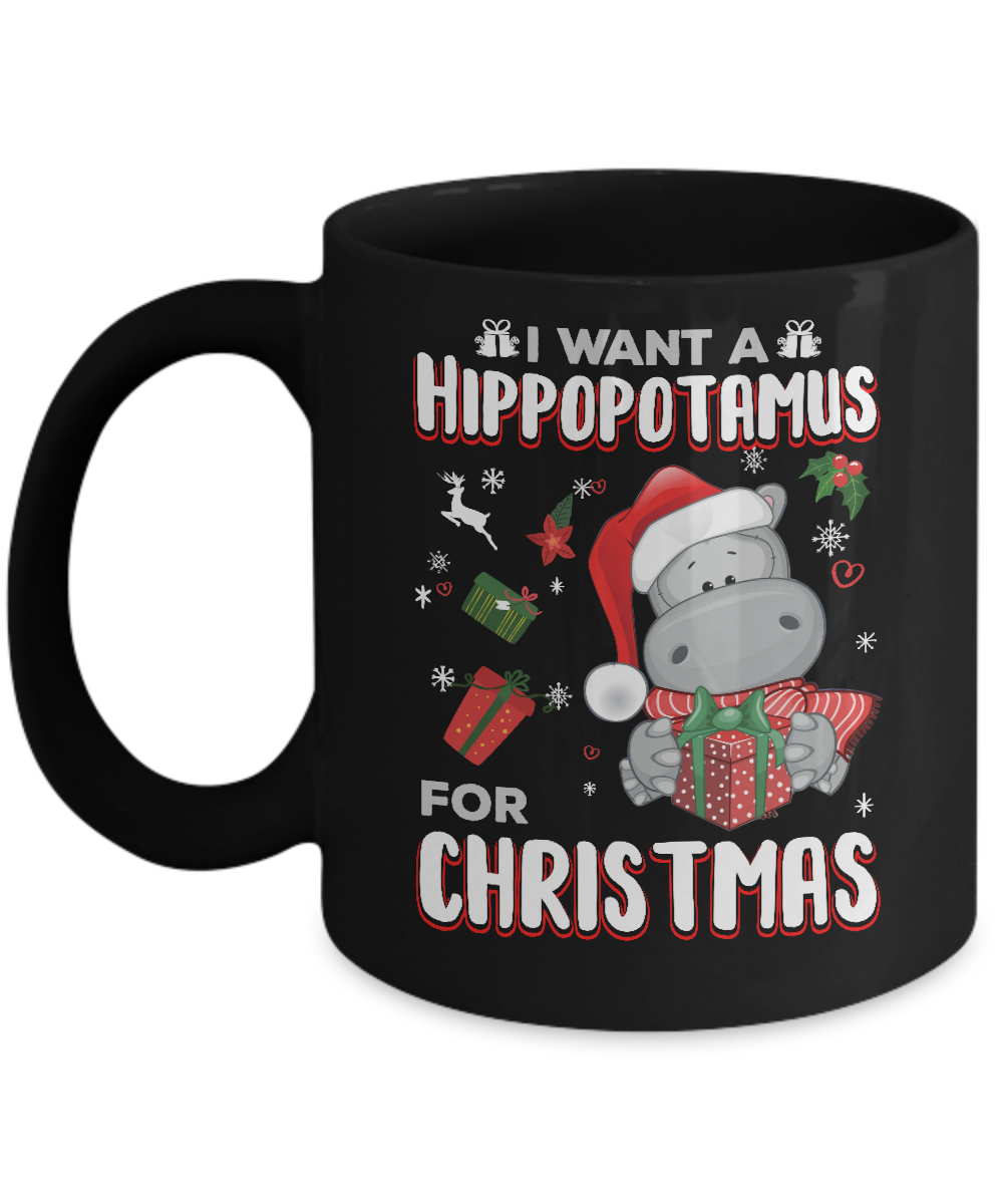 I Want A Hippopotamus For Christmas Hippo Mug-Coffee Mug-11oz Mug-Black