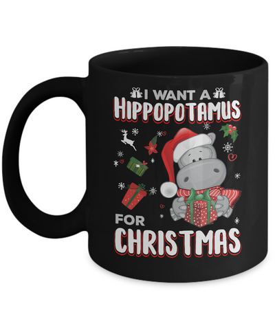 I Want A Hippopotamus For Christmas Hippo Mug-Coffee Mug-11oz Mug-Black