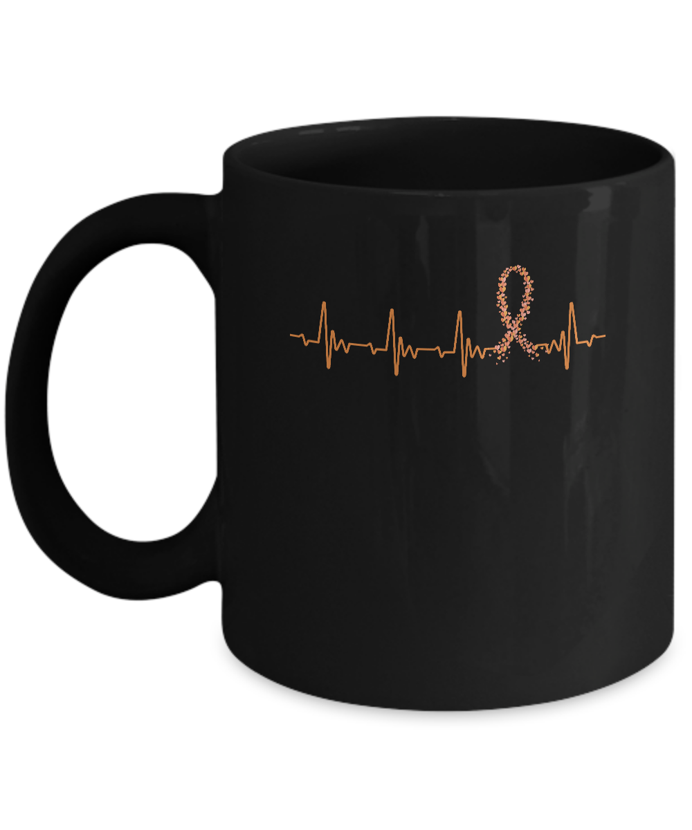 MS Leukemia Awareness Orange Ribbon Heartbeat Mug-Coffee Mug-11oz Mug-Black