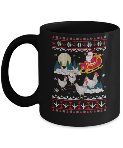 Funny Chicken Ugly Christmas Sweater Gifts Mug-Coffee Mug-11oz Mug-Black