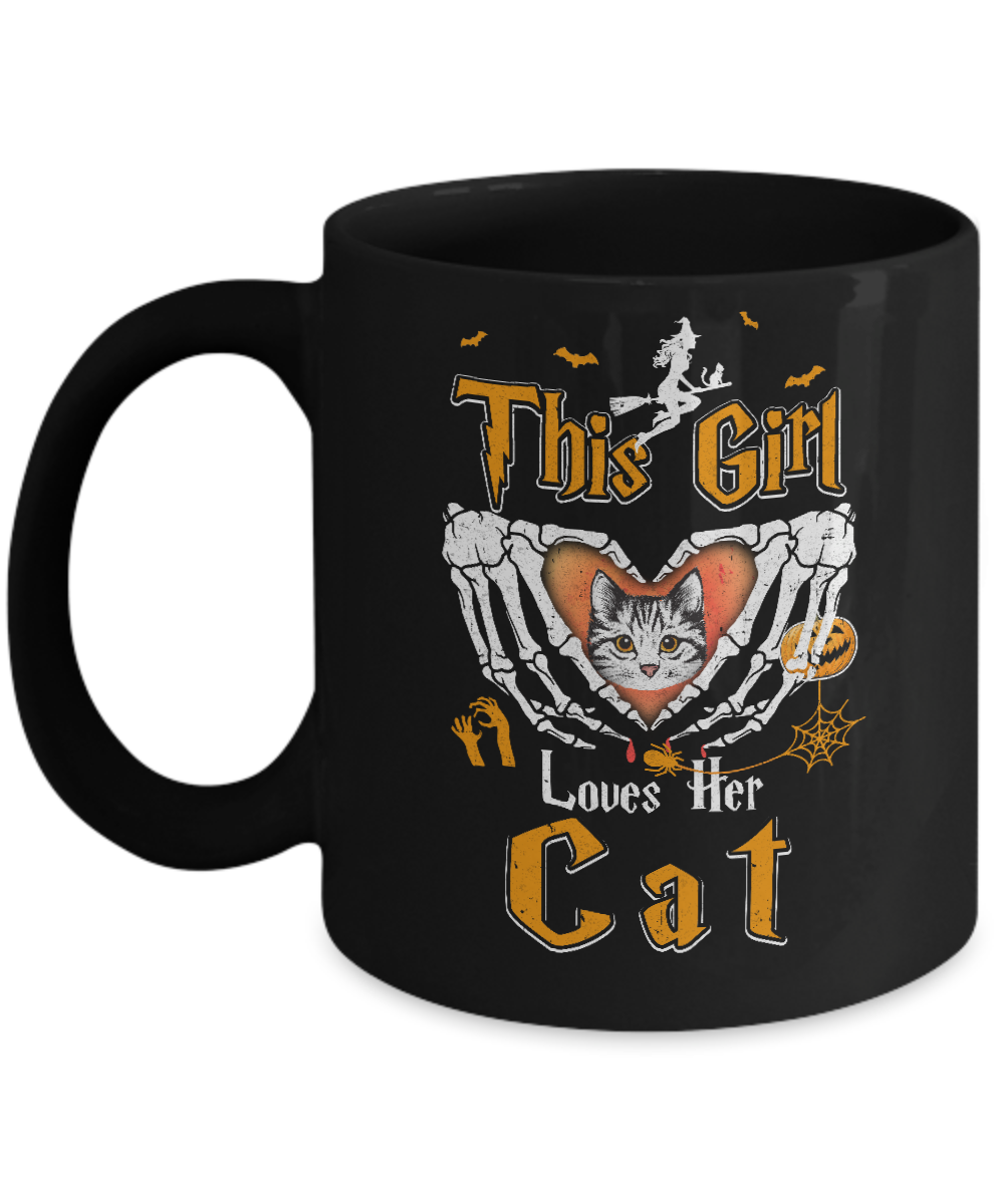 This Girl Love Her Cat Halloween Mug-Coffee Mug-11oz Mug-Black
