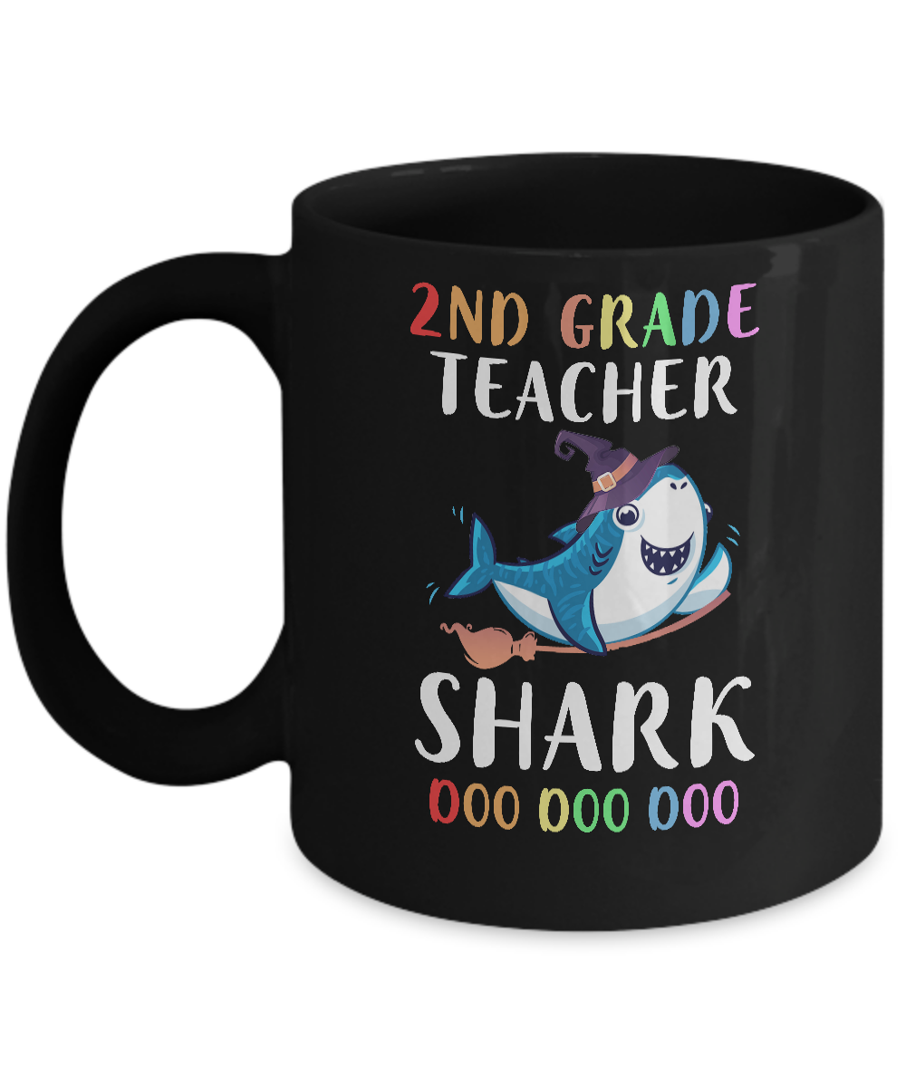 2nd Grade Teacher Shark Doo Doo Doo Halloween Mug-Coffee Mug-11oz Mug-Black