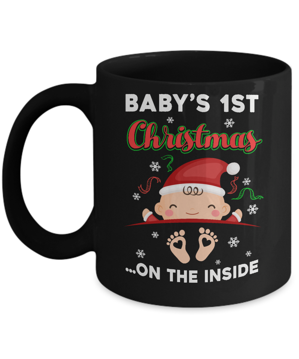 Baby's 1St Christmas On The Inside Pregnant Mug-Coffee Mug-11oz Mug-Black